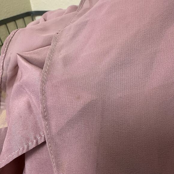 Azazie Blake A-Line Chiffon Gown Womens Sz A22 Vintage Mauve Lace Trim Back - Picture 8 of 8